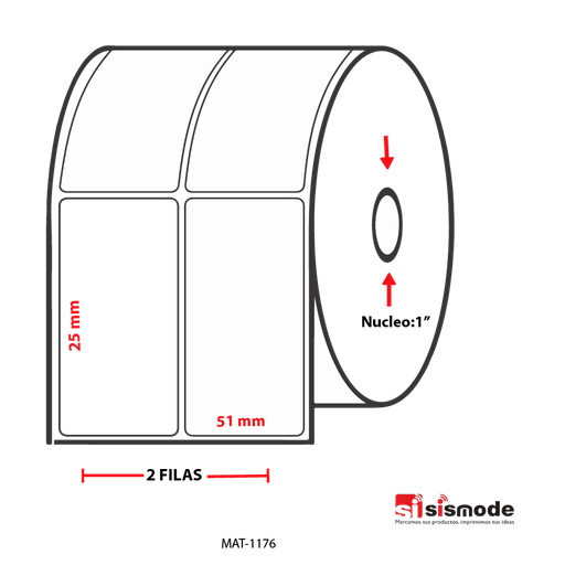 [MAT-1176] ETIQUETAS PARA IMPRESIONES  TERMO TRANSFERENCIA  AVANCE 25MM ANCHO 51 MM NUCLEO 1” 2 FILA (S) 5286 ETIQ X ROLLO