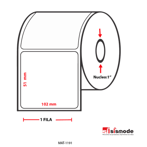 [MAT-1191] ETIQUETAS PARA IMPRESIÓN  TERMO TRANSFERENCIA AVANCE 51 MM ANCHO 102 MM NUCLEO 1” 1 FILA (S) 1370 ETIQ X ROLLO