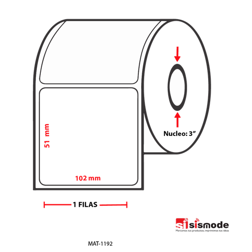 [MAT-1192] ETIQUETAS PARA IMPRESIÓN  TERMO TRANSFERENCIA AVANCE 51 MM ANCHO 102 MM NUCLEO 3” 1 FILA (S) 2770 ETIQ X ROLLO