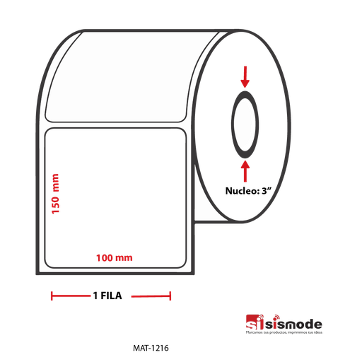 [MAT-1216] ETIQUETAS PARA IMPRESIÓN  TERMO TRANSFERENCIA AVANCE 150 MM ANCHO 100 MM NUCLEO 3” 1 FILA (S)980 ETIQ X ROLLO