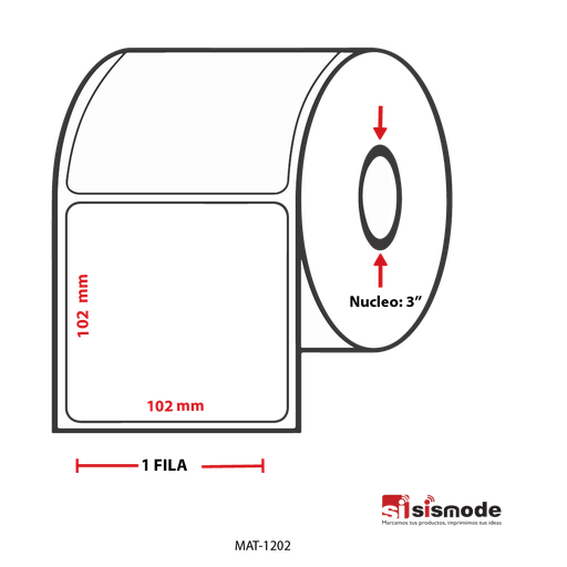 [MAT-1219] ETIQUETAS PARA IMPRESIÓN  TERMO TRANSFERENCIA AVANCE 102MM  ANCHO 102MM  NUCLEO 3" 1 FILA (S) 1429 ETIQ X ROLLO