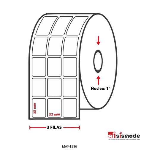 [MAT-1240] ETIQUETAS PARA IMPRESIÓN  TERMO TRANSFERENCIA AVANCE 25  MM ANCHO 32 MM NUCLEO 1” 3 FILA (S)7929 ETIQ X ROLLO
